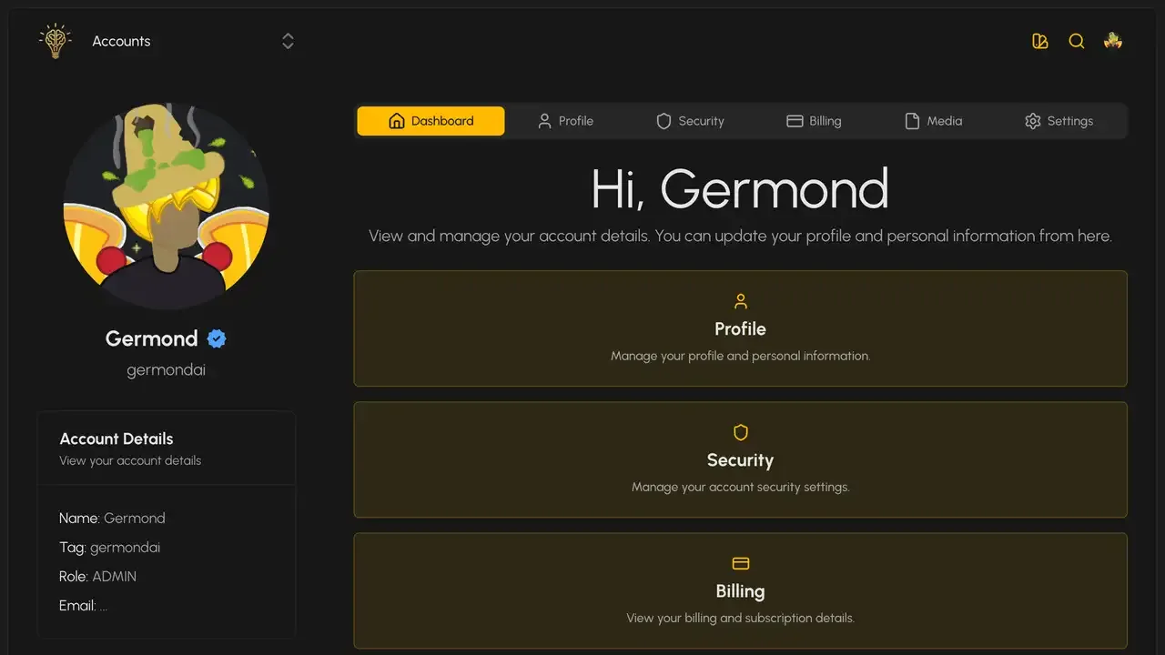 User account dashboard with learning progress and statistics