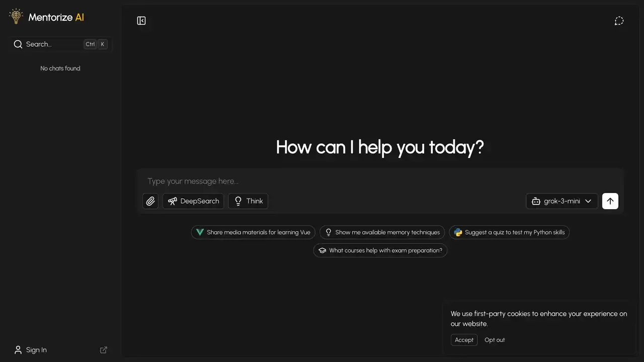 AI Mentor chat interface showing multi-model conversation with provider switching